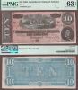 T-68 $10 1864Confederate states of America paper money PMG CU 63 EPQ