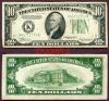 1934 $10 US small size federal reserve note green seal mule