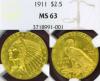 1911 $2.50 Indian us quarter eagle gold coin NGC MS-63