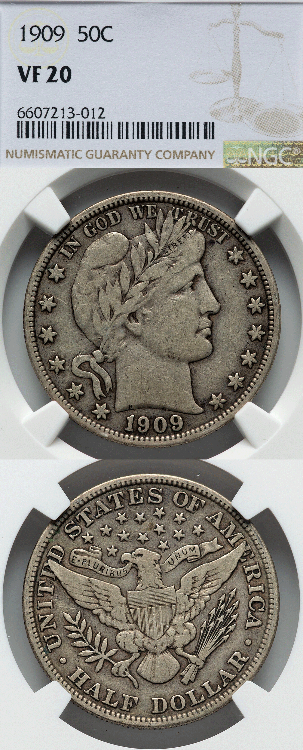 1909 50c NGC VF 20