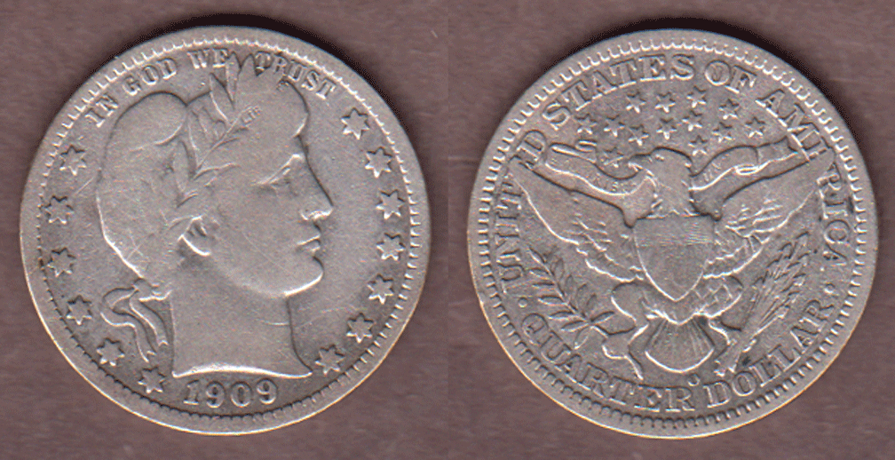 1909-O 25c Barber silver Quarter