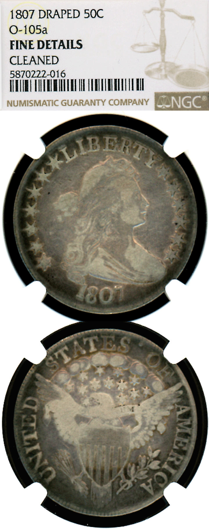 1807 50c Draped Bust silver half dollar NGC Fine