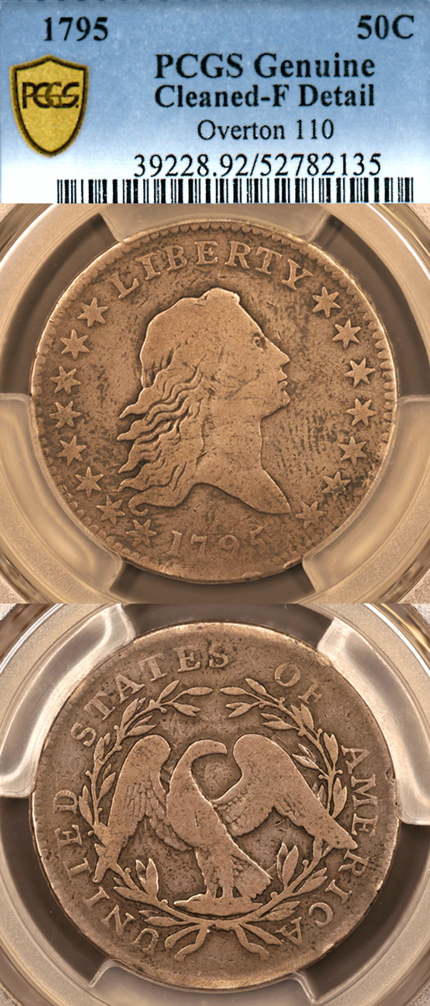 Flowing Hair Half Dollar 1795 50c US Flowing Hair silver half dollar PCGS Fine