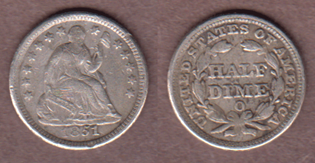 1851-O US silver Half Dime