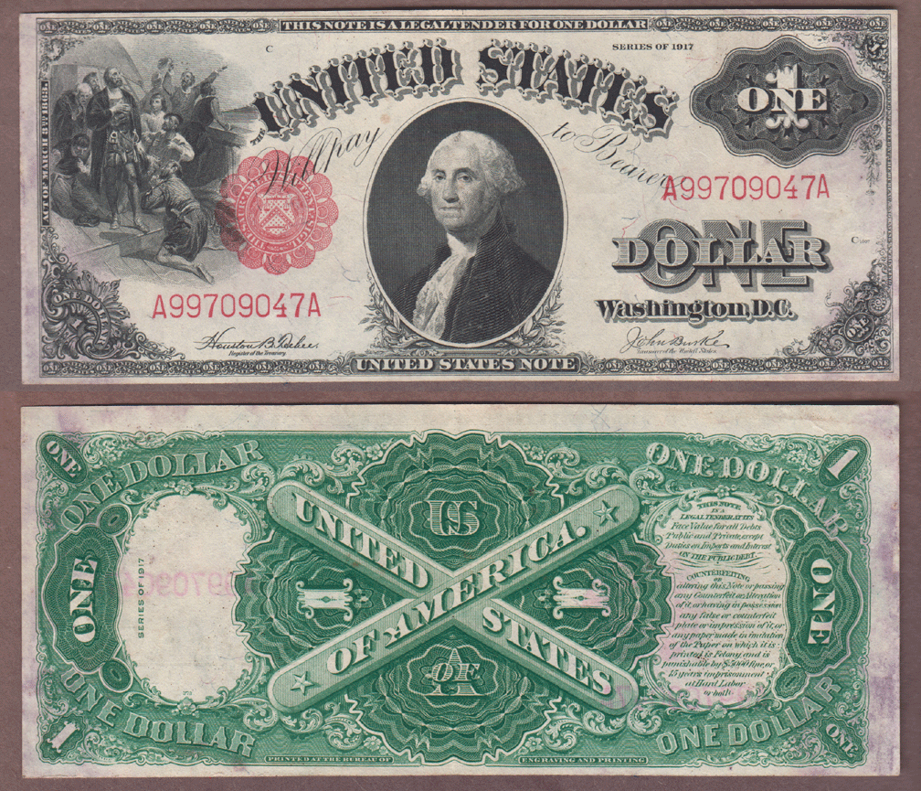 1917 $1.00 FR-36 Large legal tender note 