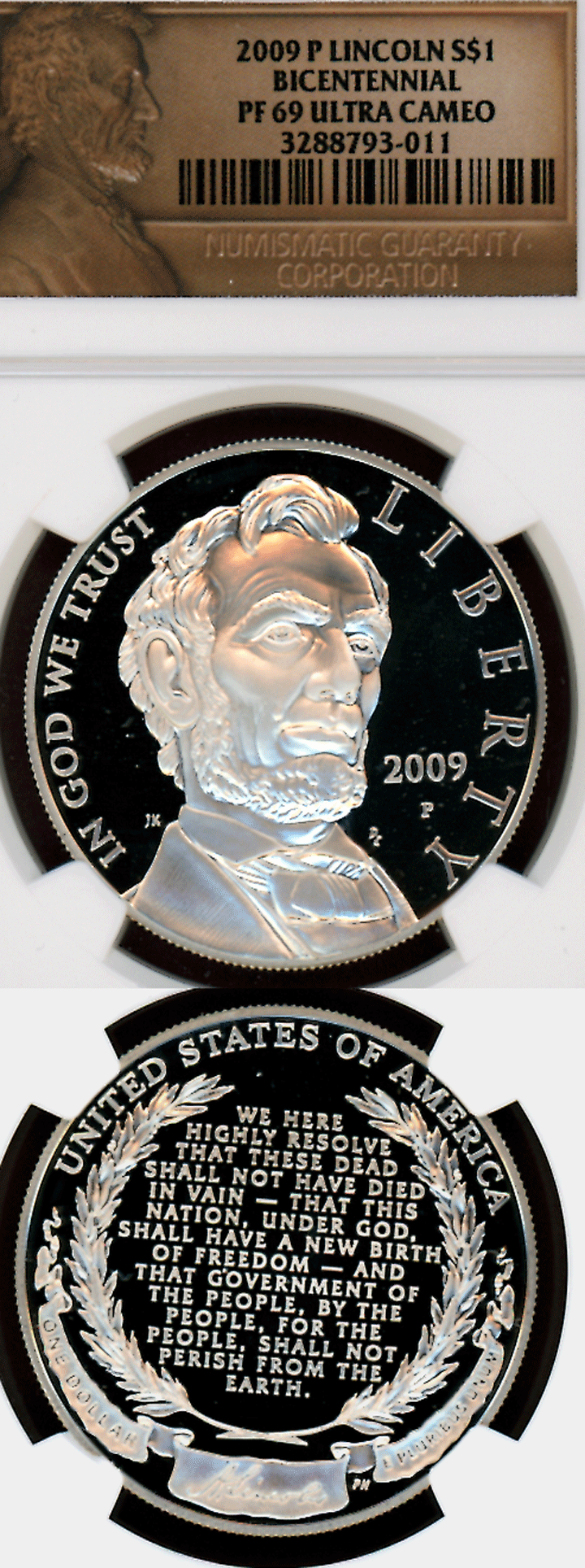 2009-P Lincoln $1 NGC PROOF-69 Ultra Cameo US silver commem