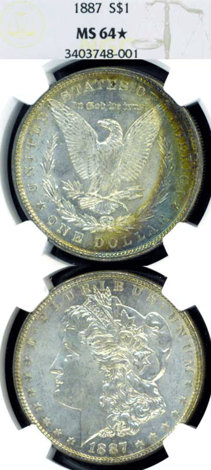 1887 $ Morgan silver dollar NGC MS-64