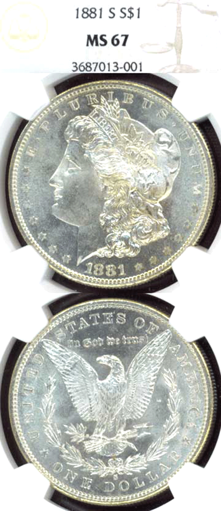 1881-S $ US Morgan silver dollar NGC MS-67