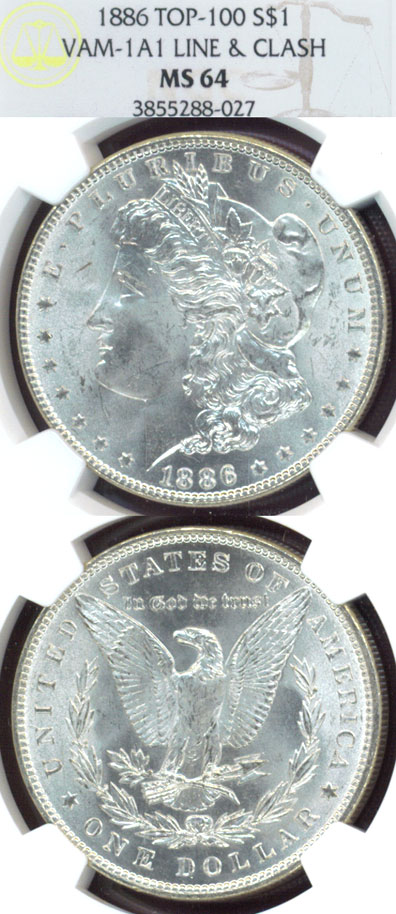 1886 $ VAM-1A1 "TOP 100 VAM" Morgan Dollar