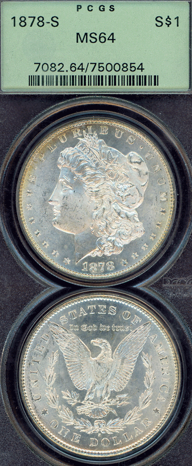 1878-S $ MS-64 colectable US Morgan silver dollars PCGS MS 64