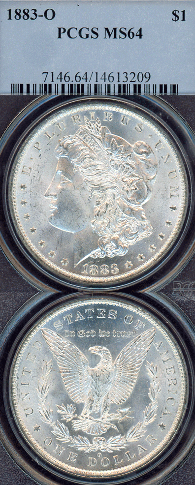 1883-O $ MS-64 US Morgan silver dollar PCGS MS 64