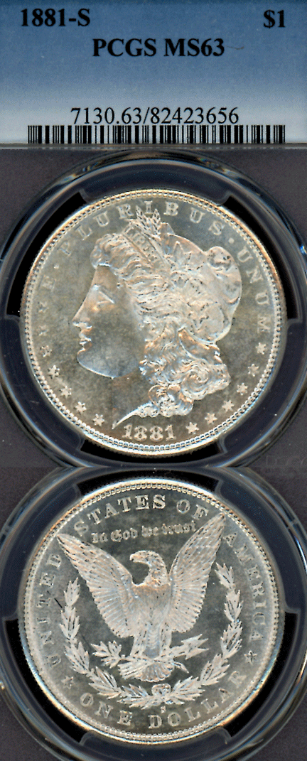 1881-S $ MS-63 US morgan silver dollar