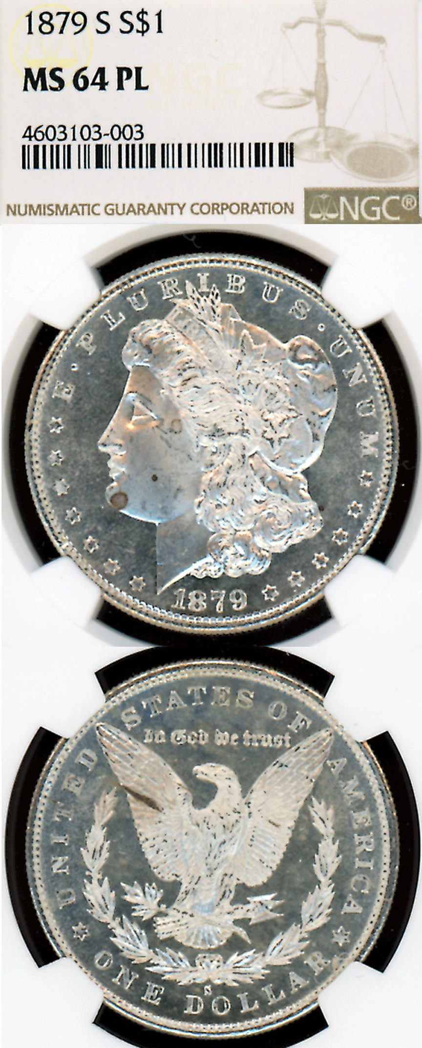1879-S $ MS-64 Prooflike US Morgan silver dollar NGC MS64 PL