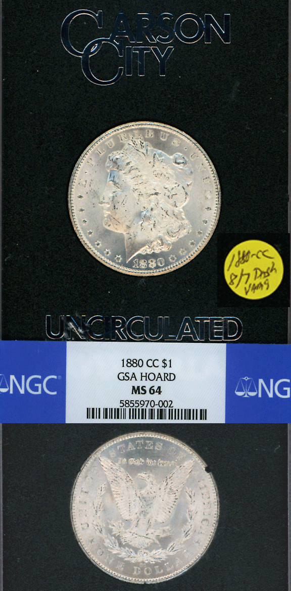 1880-CC $ 3rd Reverse GSA  NGC MS 64
