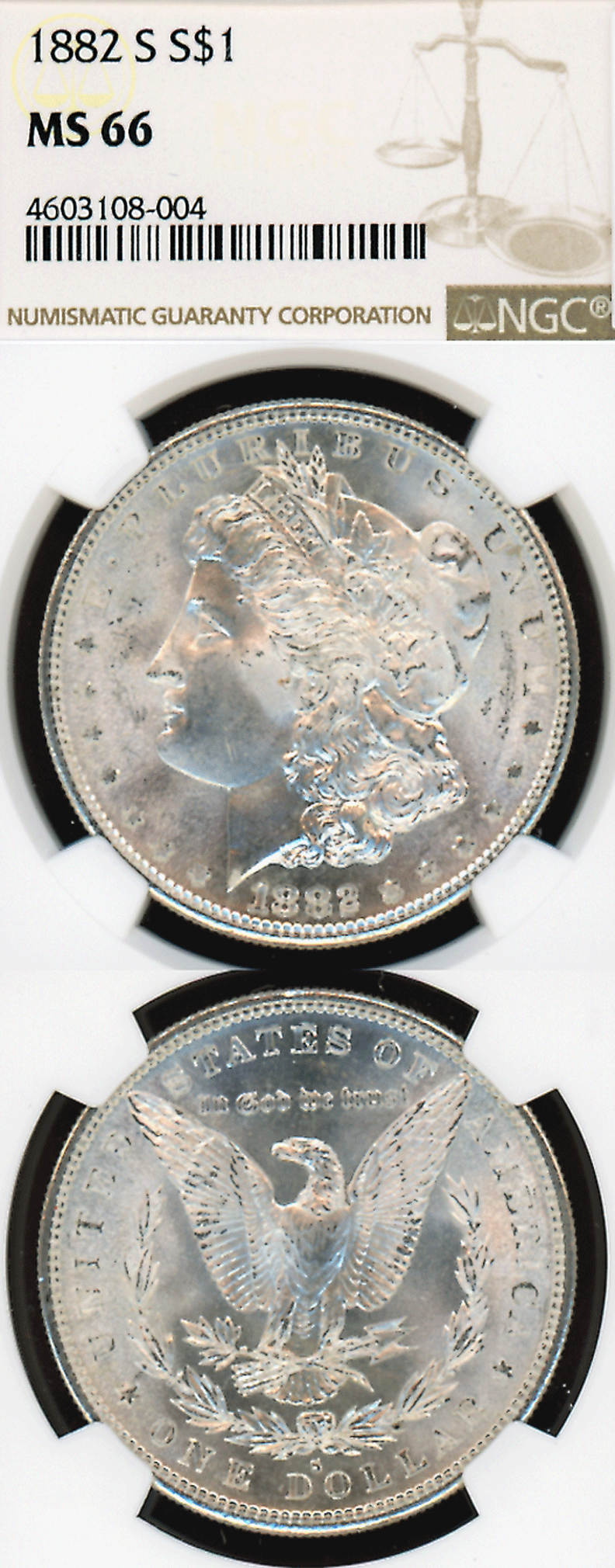 1882-S $ MS-66 US Morgan silver dollar NGC MS 66