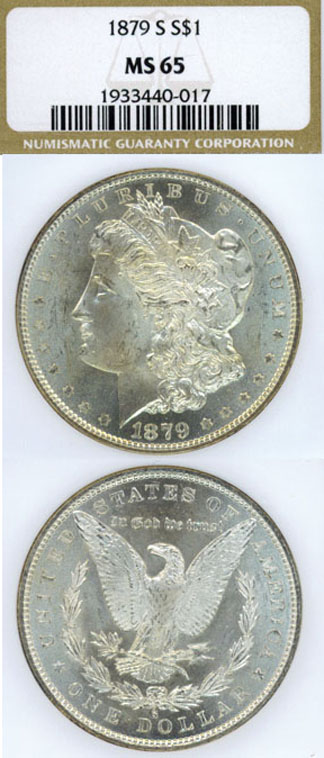1879-S $ US Morgan silver dollar NGC MS-65