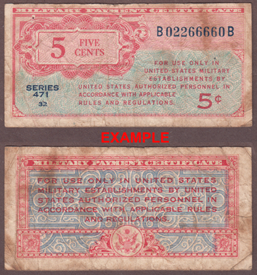 Series 471 .05 Cent US military payment certificate