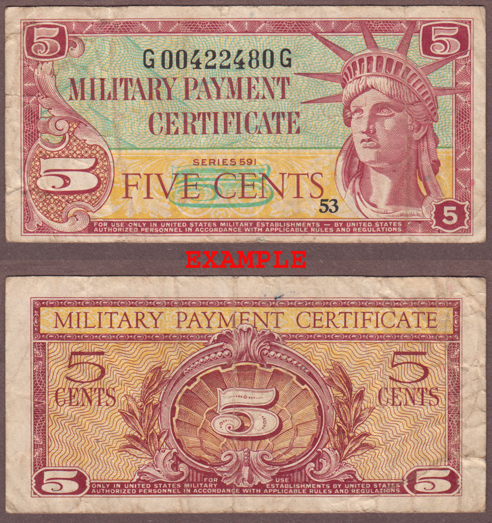 Series 591 .05 Cent US military payment certificate