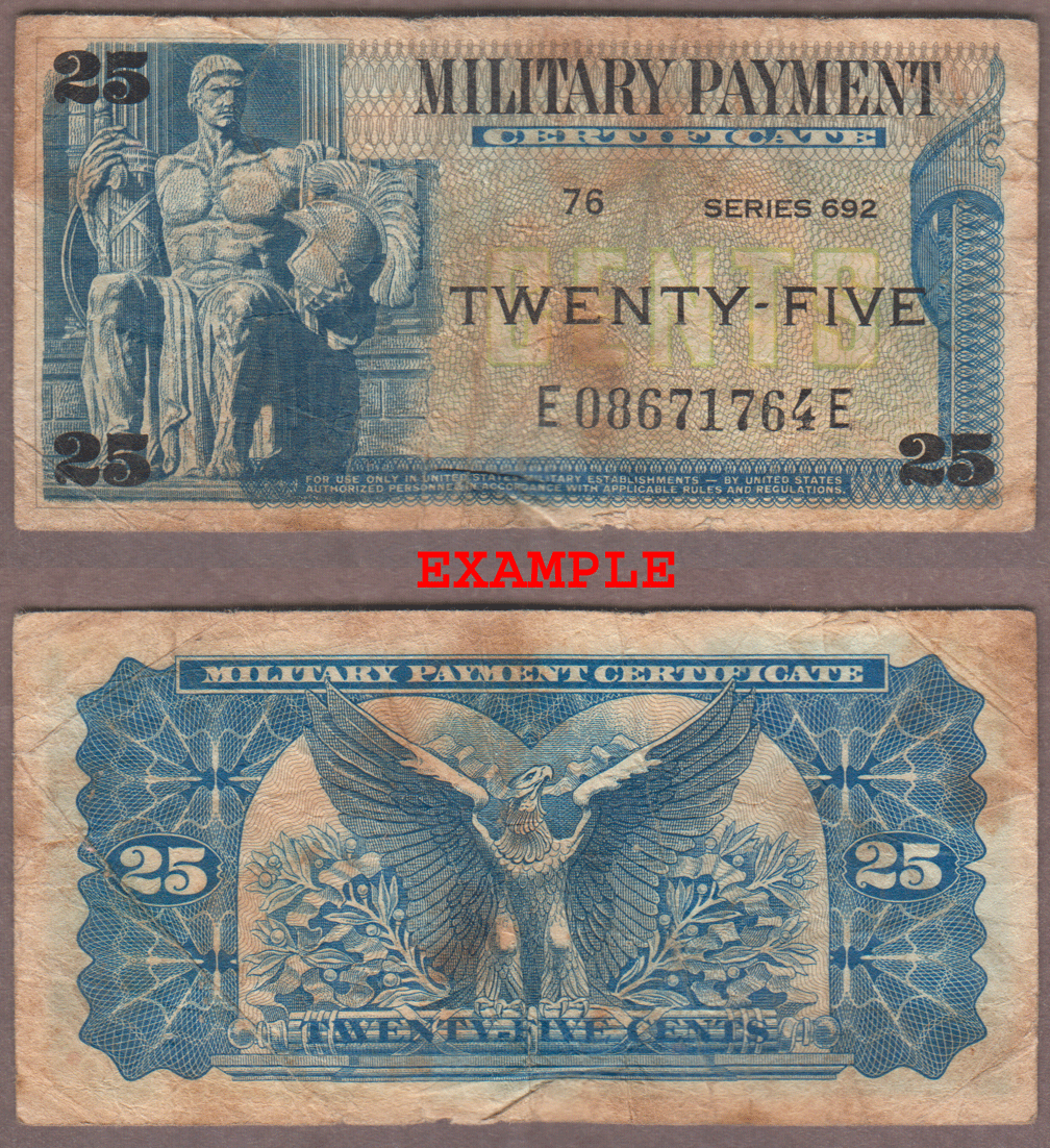 Series 692 .25 Cents US Military payment certificate 