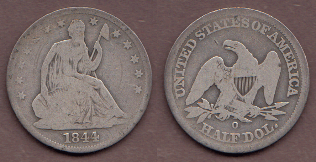 1844-O 50c Seated Liberty silver half dollar