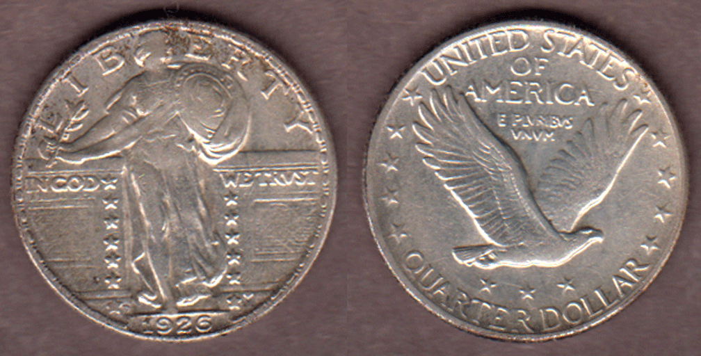 1926-D 25c US standing liberty silver quarter