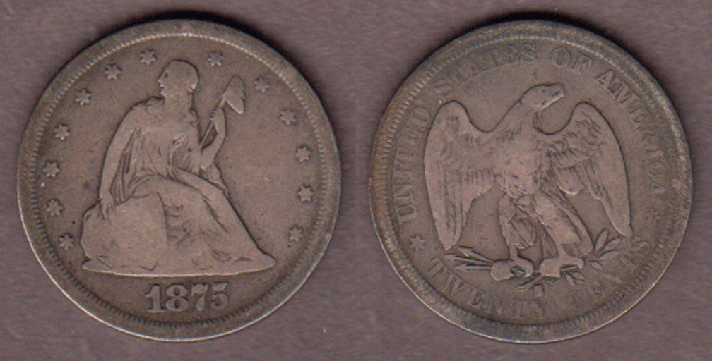 1875-S US 20 Cent Silver piece