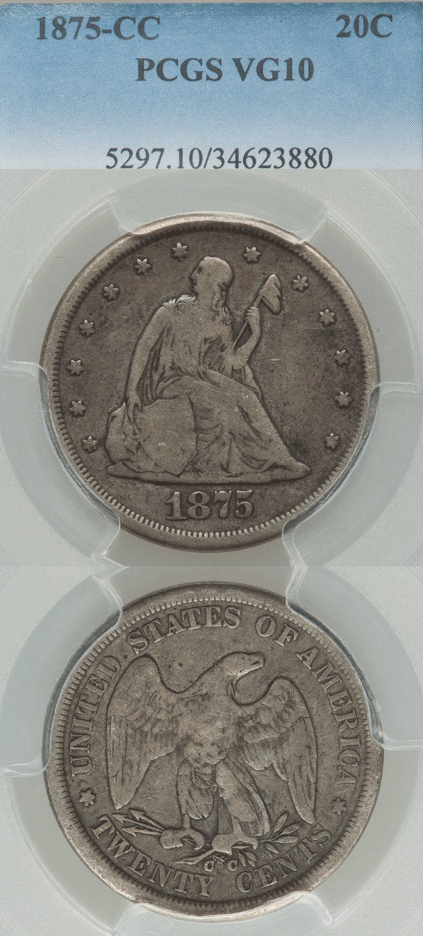 1875-CC US silver 20 cents PCGS Very Good 10