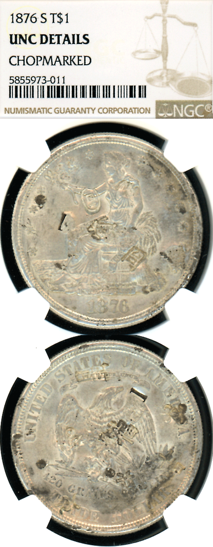 1876-S Trade $ NGC Unc Details