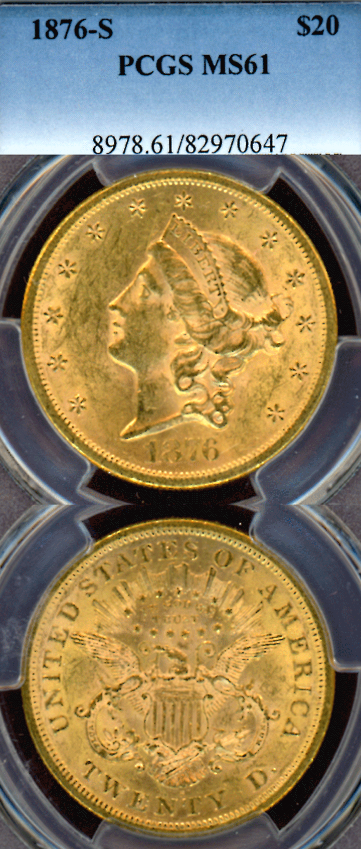 1876-S $20.00 Type-2 UD double eagle