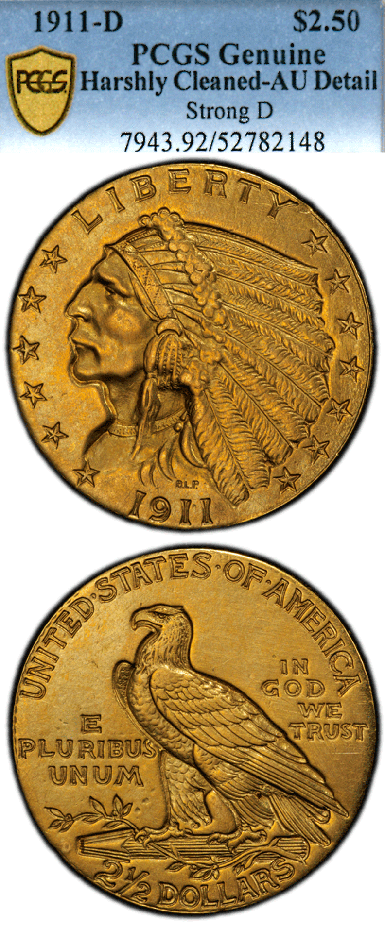 $2 ホビー 1911年 2.50ドル インディアンクォーターイーグル PCGS MS64 (521326003)