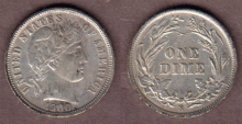 1900-S 10c US Barber silver dime