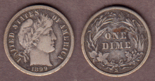 1899-S 10c Barber silver dime