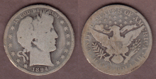 1894 50c Barber silver Half Dollar