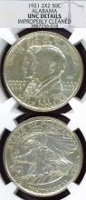 1921 Alabama 2X2 US silver commemorative half dollar NGC Unc Details