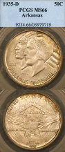 1935-D Arkansas PCGS MS 66