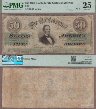 T-17 $20 1861 PMG VF 25 