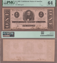 T-62 $1 1863 PMG CU 64