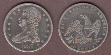1837 50c US capped bust reeded egde silver half dollar