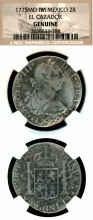 1775 2 Real "El Cazador" Shipwreck silver coin