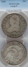 1820 25c US Large size Capped Bust Quarter PCGS-Good 6