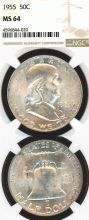 1955 50c Franklin silver half dollar NGC MS 64
