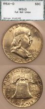 US Franklin Half Dollar 1954-D 50c PCI MS 63 FBL