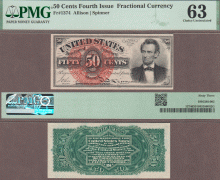 FR-1374 50 Cents Fourth Issue Lincoln PMG-CU 63
