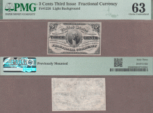 FR-1226 3 Cent Third Issue PMG CU 63