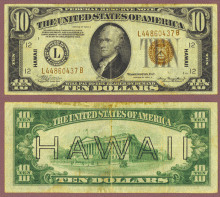 1934-A $10.00 FR-2303 "Hawaii" Emergency issue