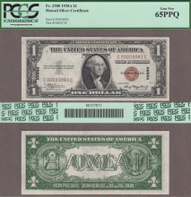 1935-A $1.00 FR-2300 "Hawaii" US emergency issue silver certificate PCGS GEM New 65PPQ