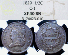 1829 Half Cent NGC XF 40