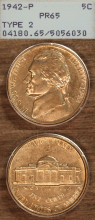 1942 5 Cent PROOF Type-2 Silver PCGS PR 65