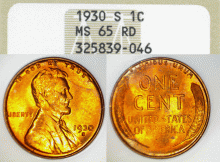 1930-S 1c Lincoln cent NGC MS 65 Red