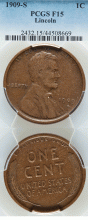 1909-S 1c Indian head cent PCGS Fine 15